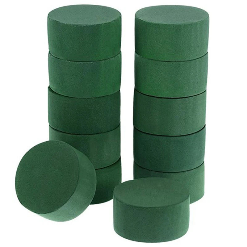 

10Pcs Wedding Aisle DIY Craft Floral Arrangement Water-Absorbing Home Garden Green Flower Foam Fresh-Keeping Round Brick