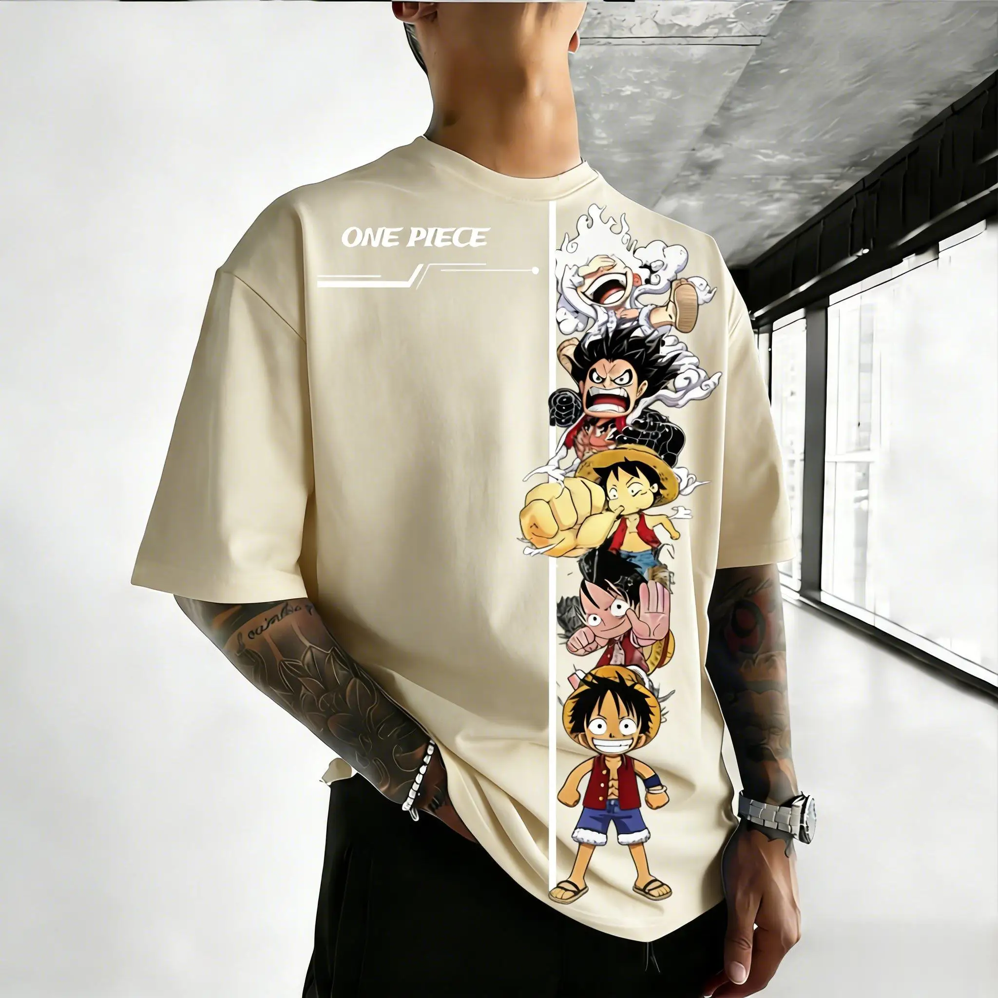 One Piece 2026 Neues Heißes Anime Luffy T-Shirt für Männer und Frauen 2026 Sommer Baumwolle Grafik-T-Shirt Monkey D Luffy Druck Lässige Streetwear Oberteile