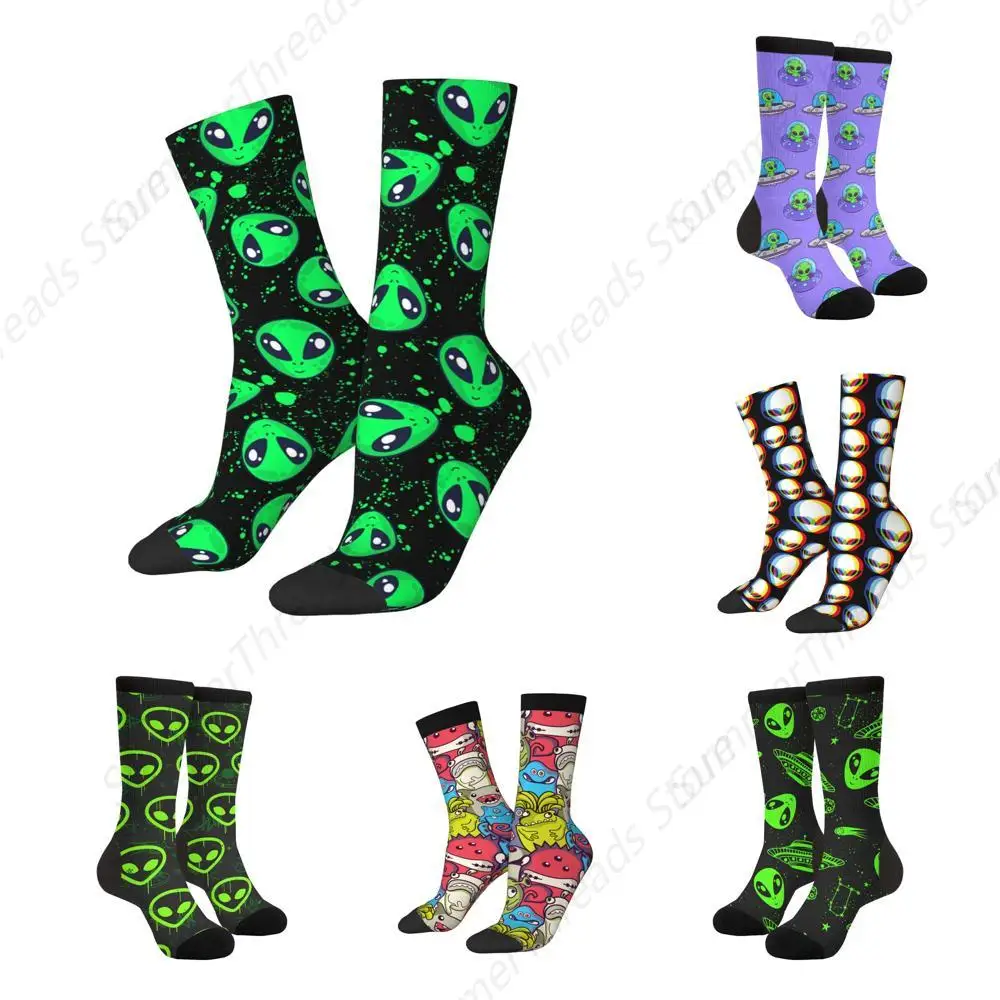 

Green Alien Cool Novelty Socks For Men Women, Funny Crazy Crew Socks Casual Dress Socks Gifts