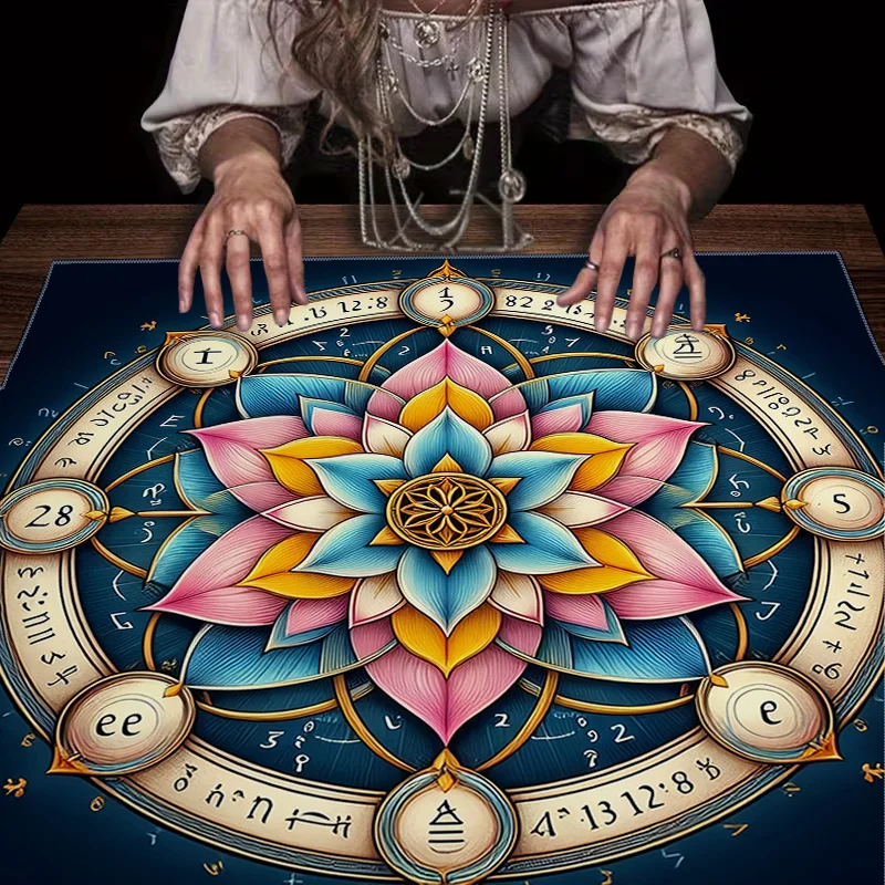 Mystic Astrology Zodiac Wheel Tarot Mat for Witchcraft Rituals Spiritual Decor Bohemian Boho Bohemian Home Altar Cloth