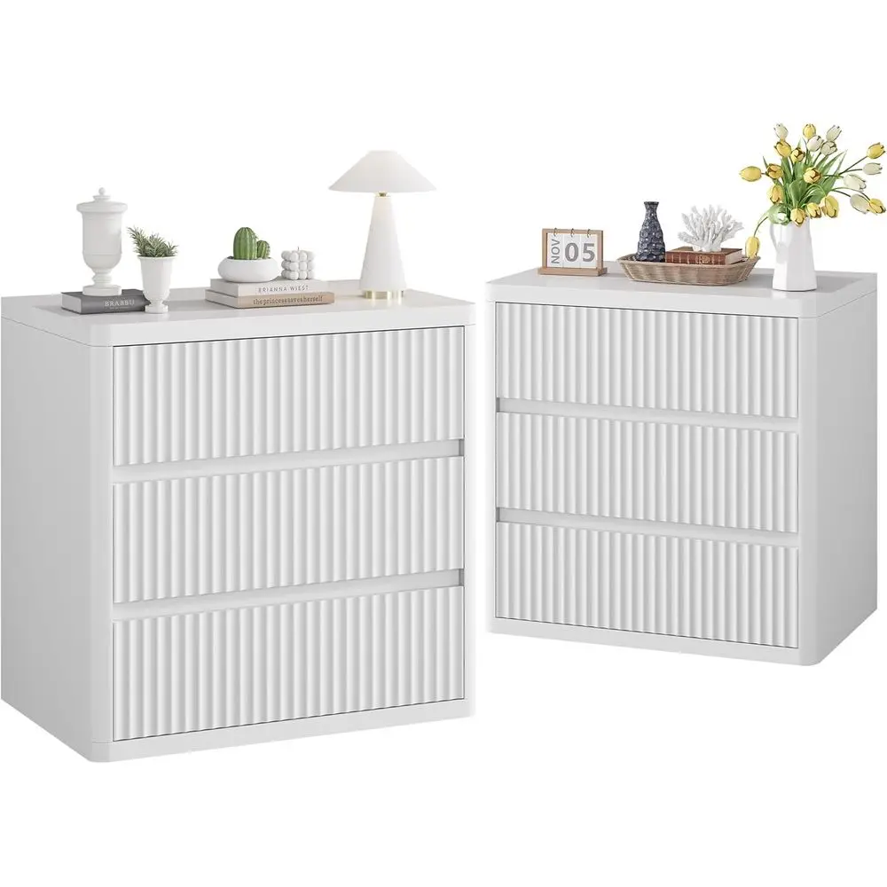 

Modern 2-Piece Nightstand Set, 24.8 Wide, Storage Bedside Table for Bedroom or Living Room