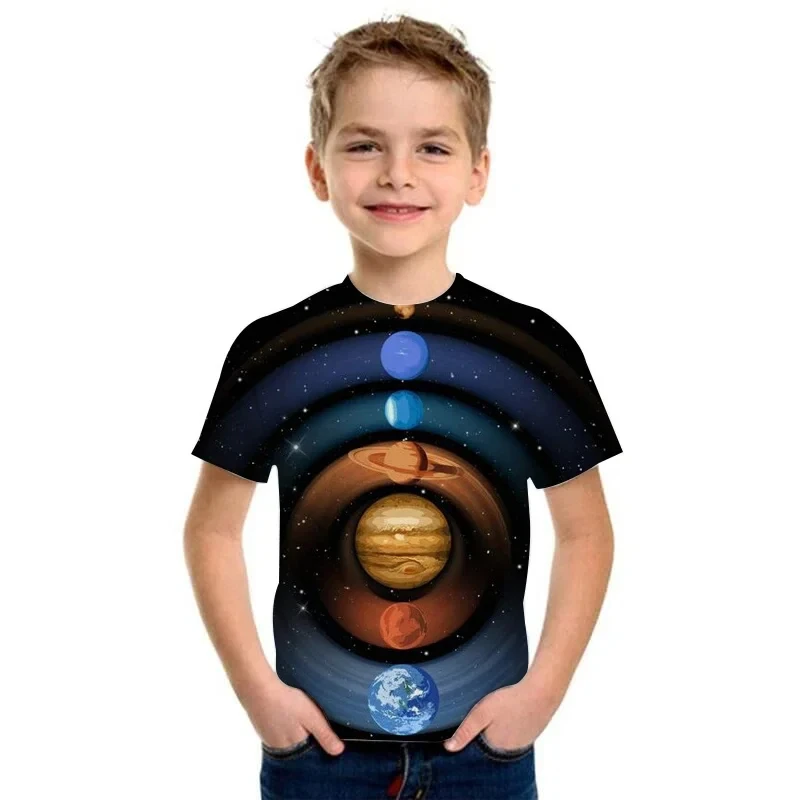 Universe Solar System Kids T-shirt 3D Print Planet Sun Earth Venus Tshirt Casual Harajuku Summer Child Shirt Tops for Boys Girls