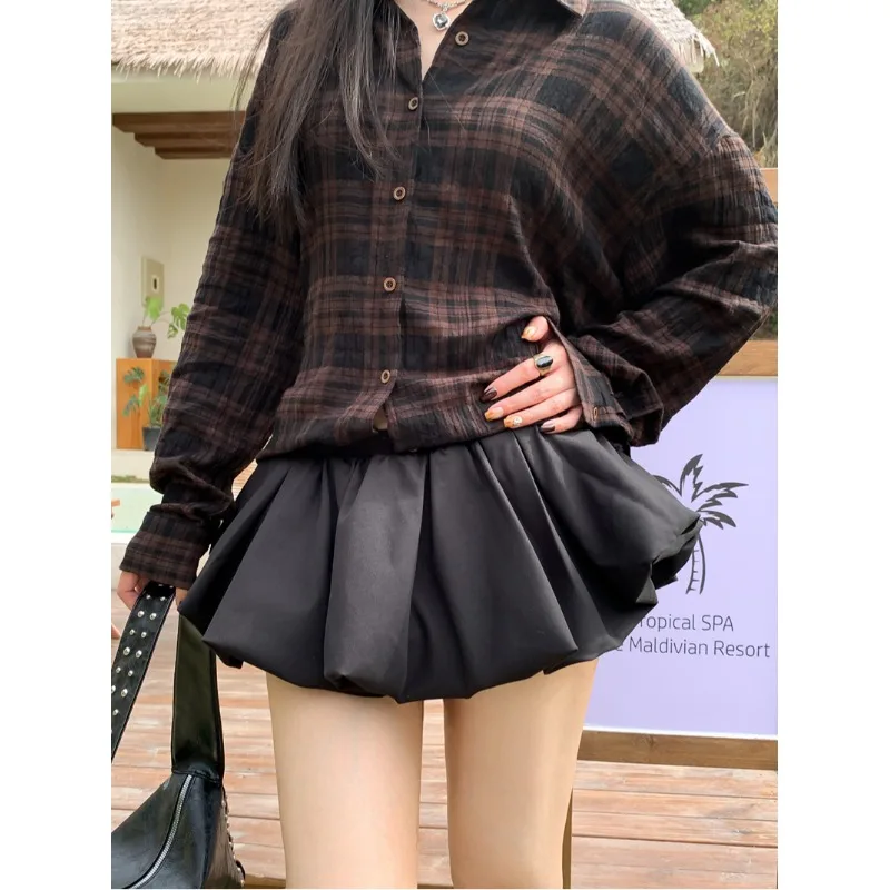 Korean Style Sexy Pure Desire Flower Bud Skirt Pants  Color Anti-Light Puffy Short Ballet Style Half-length Women's Skirt
