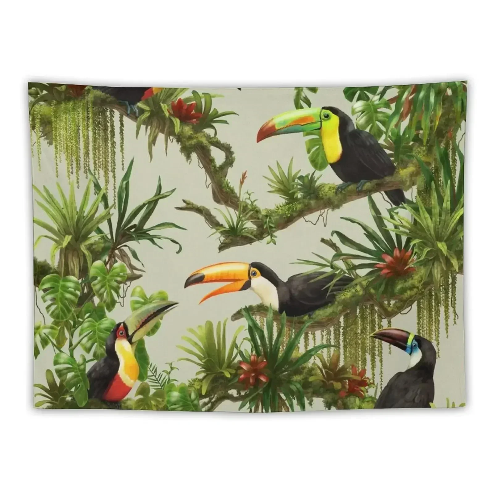 

Toucans and bromeliads - canvas background Tapestry Decoration Wall Mushroom Tapestry