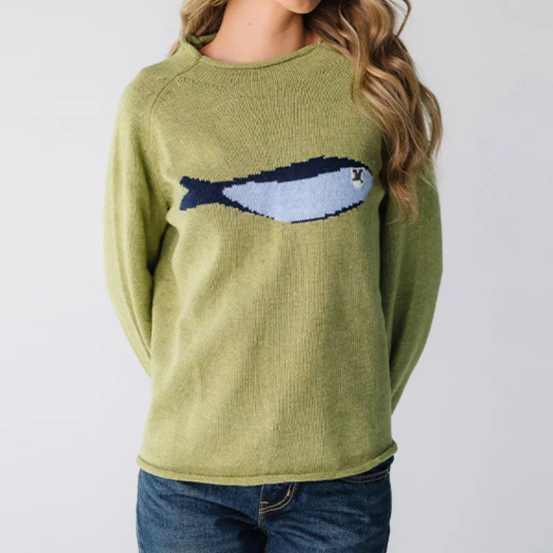 

Casual Chic Cute Knitted Sweater Cartoon Fish Soft Warm Trendy Fashionable Vintage Top Pullover Women's Autumn Winter Clothing