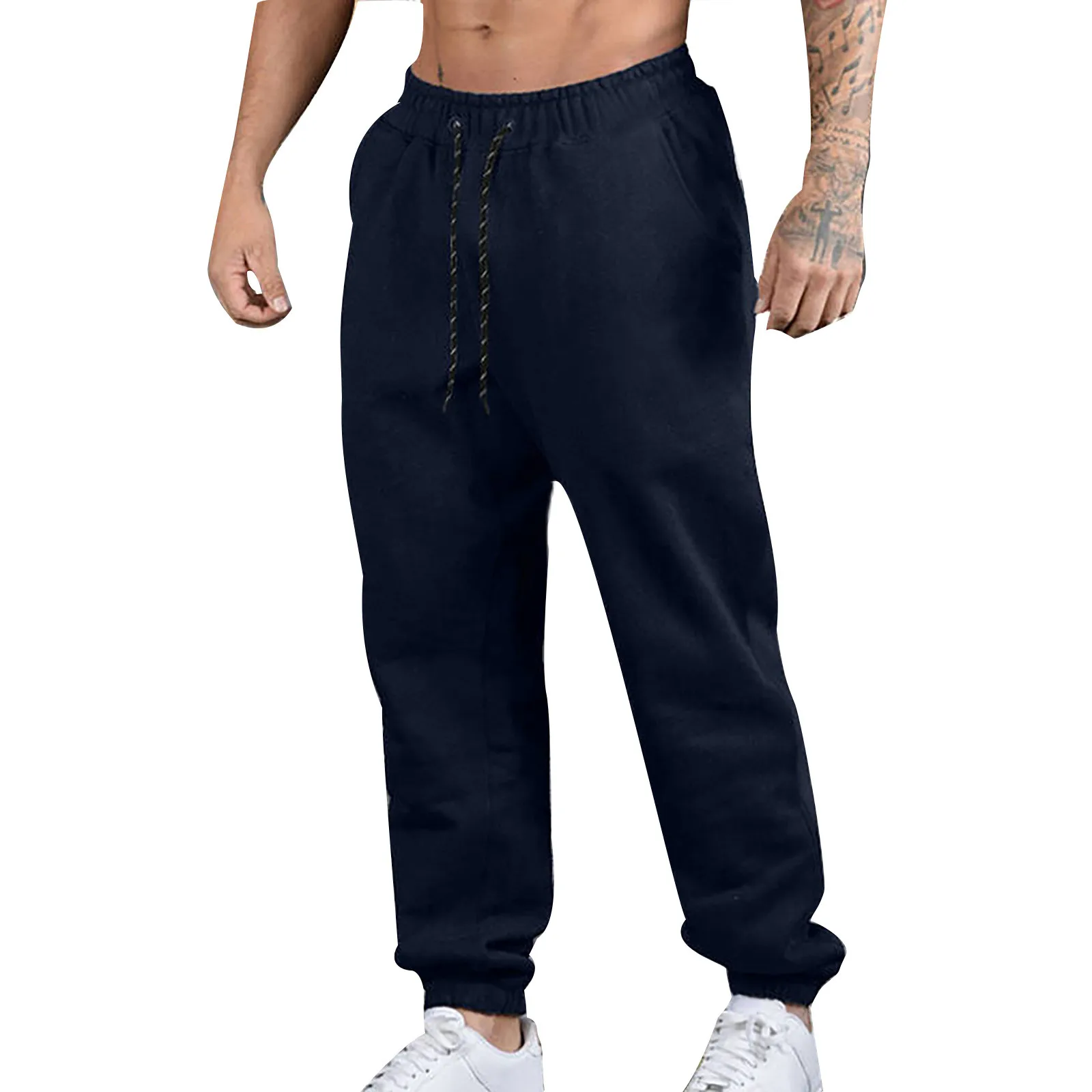 Pantalon corset de sport respirant pour homme, pantalon long décontracté, pantalon de survêtement élastique, pantalon d'entraînement, monochromatique, Wstring de proximité, taille moyenne, document At