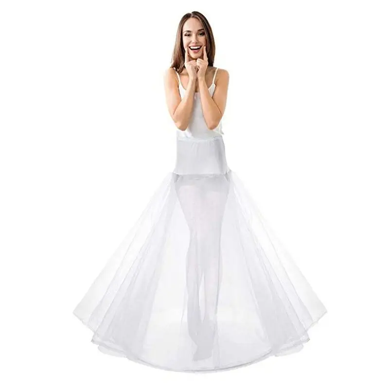 Wedding Gown Petticoat White 6 Hoops A-Line Floor Length Gown Underskirt Crinoline Luxury Clothes Women's Skirts For Women