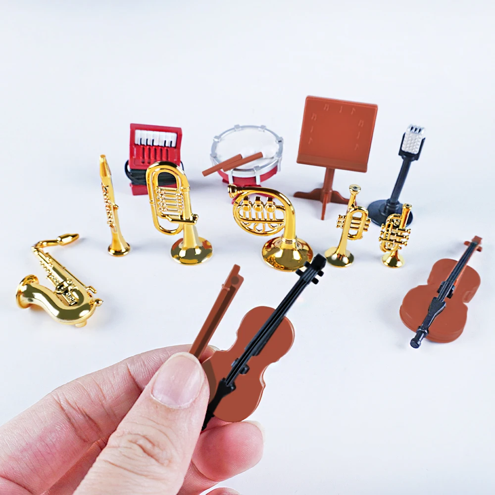 Instruments Grand Piano Guitar Saxophone Set of 1:12 Music Box  Dollhouse Simulation Mini Classical Instrument Models