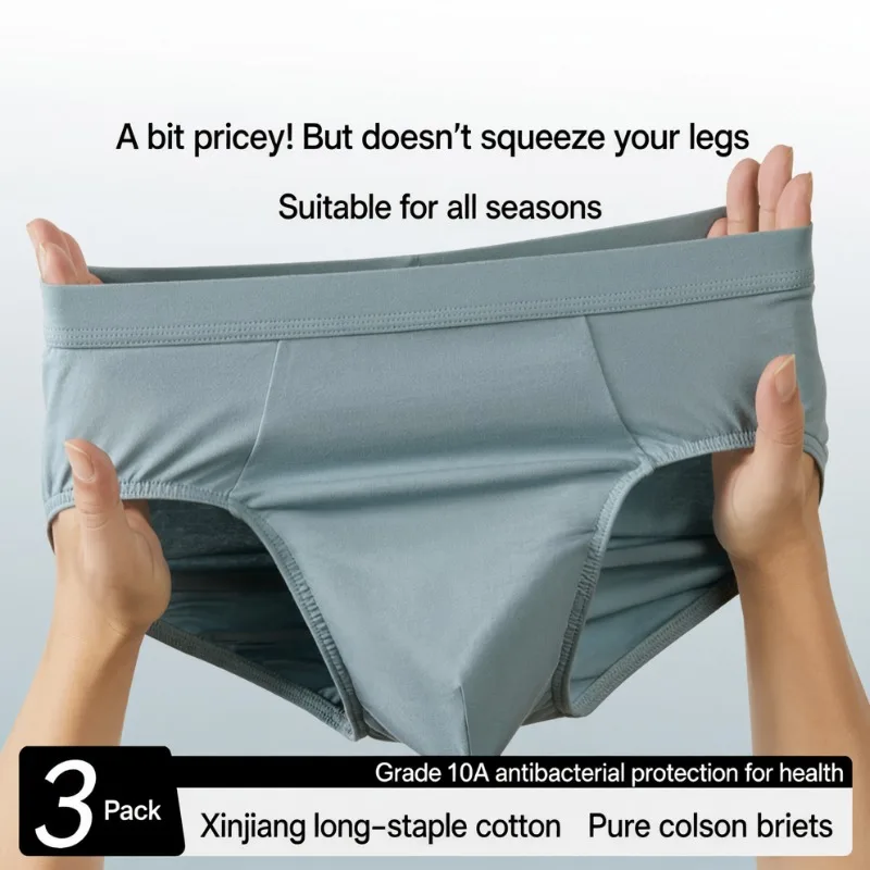 Men’s Antibacterial Briefs Gentle Skin-Friendly Intimate Wear Airy Light Fabric Supple Smooth Texture Odor-Inhibiting Daily