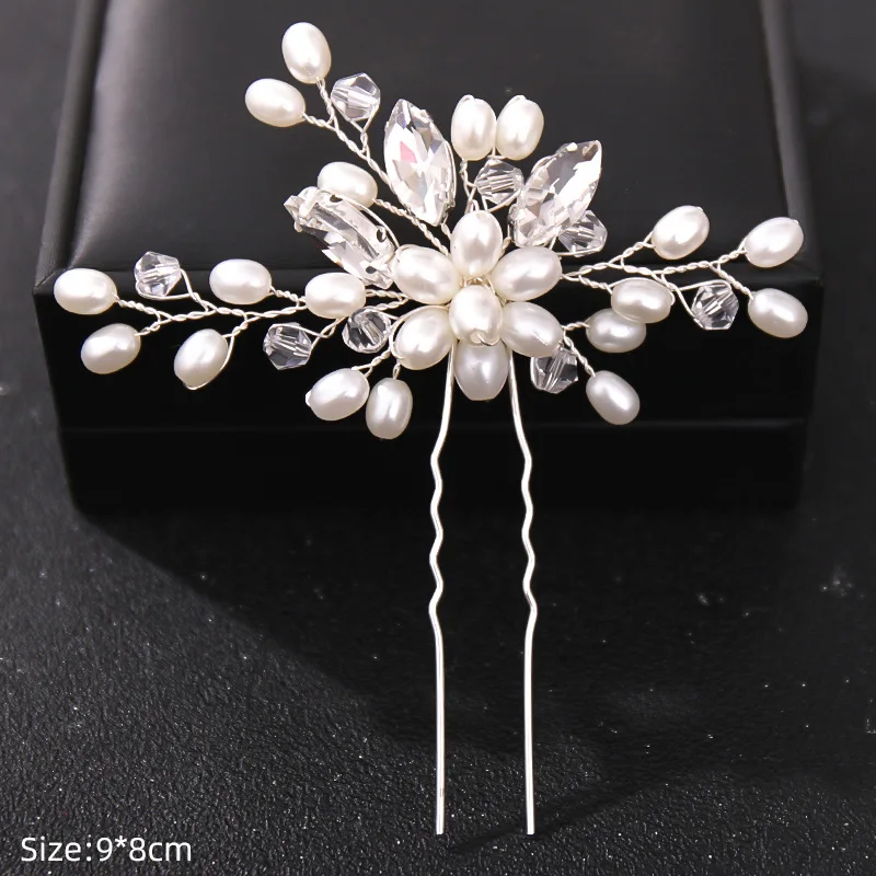 Fashion Crystal Pearl Rhinestone Hairpins Stick Hair Clip For Women Bridal Hair Accessories Party Wedding Hair Clips Jewelry