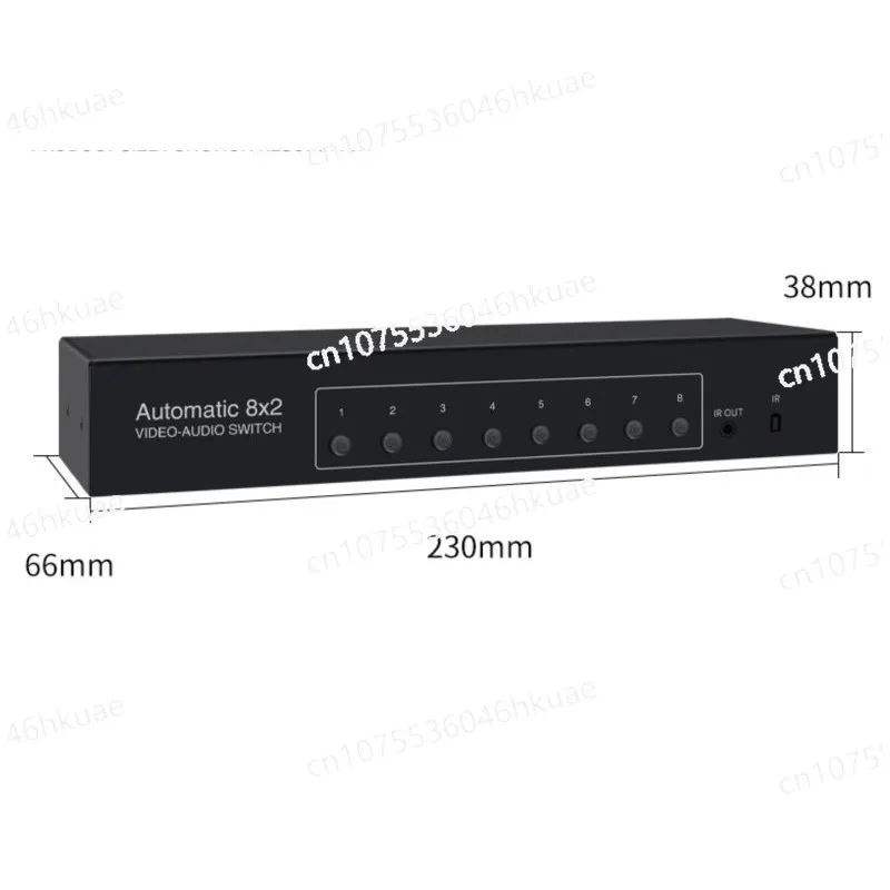 8x2 AV Switcher with Remote Control RCA Video Audio Selector 8 in 2 Out Sharing Manual Switching Box