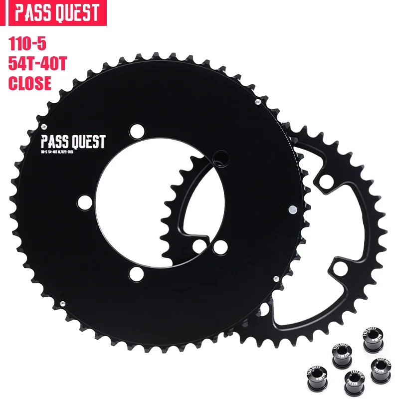PASS QUEST Dubbel Kettingblad 110bcd 5 bouten 46/33 T 48/35 T 50/34 T 52/36 T 53/39 T 54/40 T Fiets Kettingwiel voor Shimano SRAM Crank