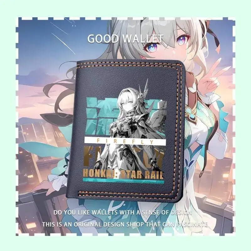

2025 Game Honkai: Star Rail Firefly Bifold Short Wallet PU Leather Unisex Men's Wallets Women Card Holders Coin Purse Gift