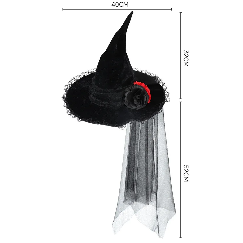 2025 nowy Halloween barokowy kapelusz wiedźmy gotycka królowa siatka imitacja kwiatu element ubioru akcesoria rekwizyty kapelusz wiedźmy