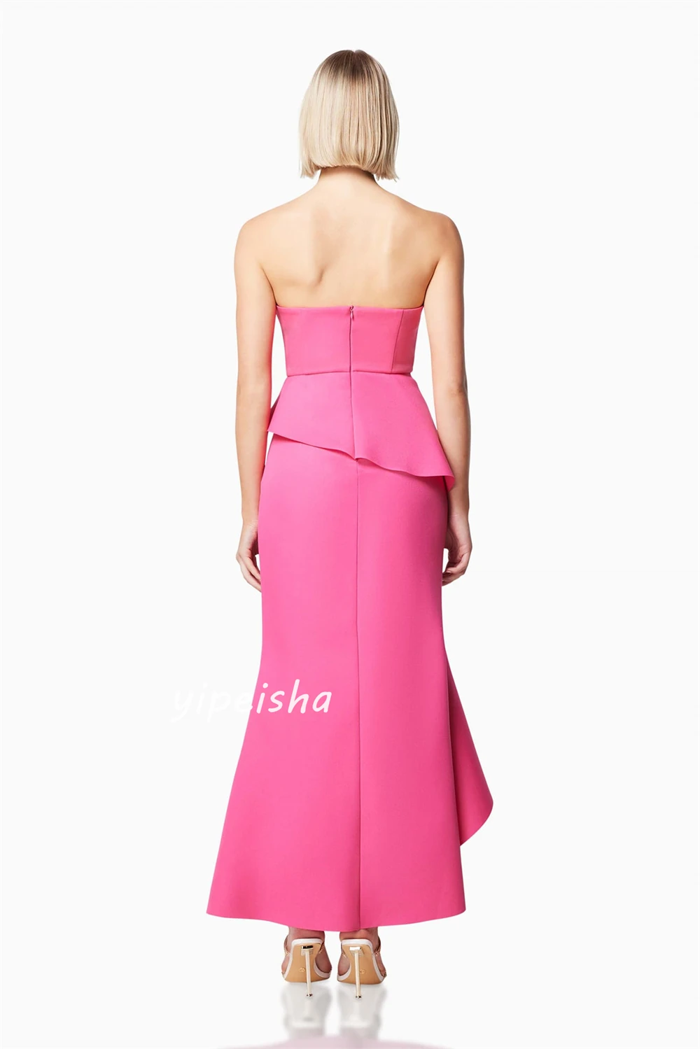 Jersey Ruched Celebrity A-line Strapless Bespoke Occasion Gown Midi Dresses