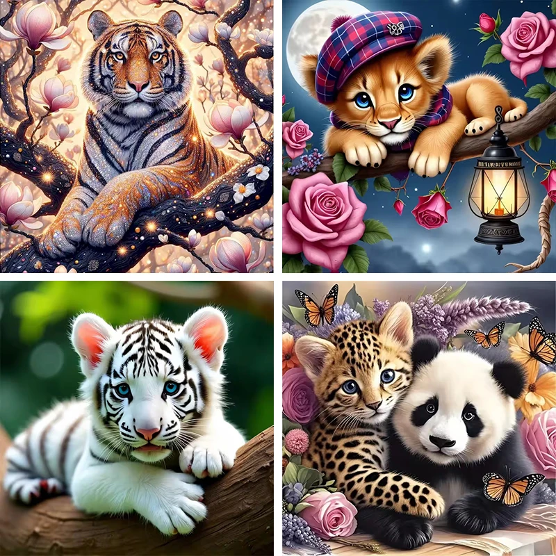 

GATYZTORY DIY Diamond Painting Leopard Animal Mosaic Cross Stitch Kits Embroidery Cartoon DIY Picture Rhinestones Holiday Gifts