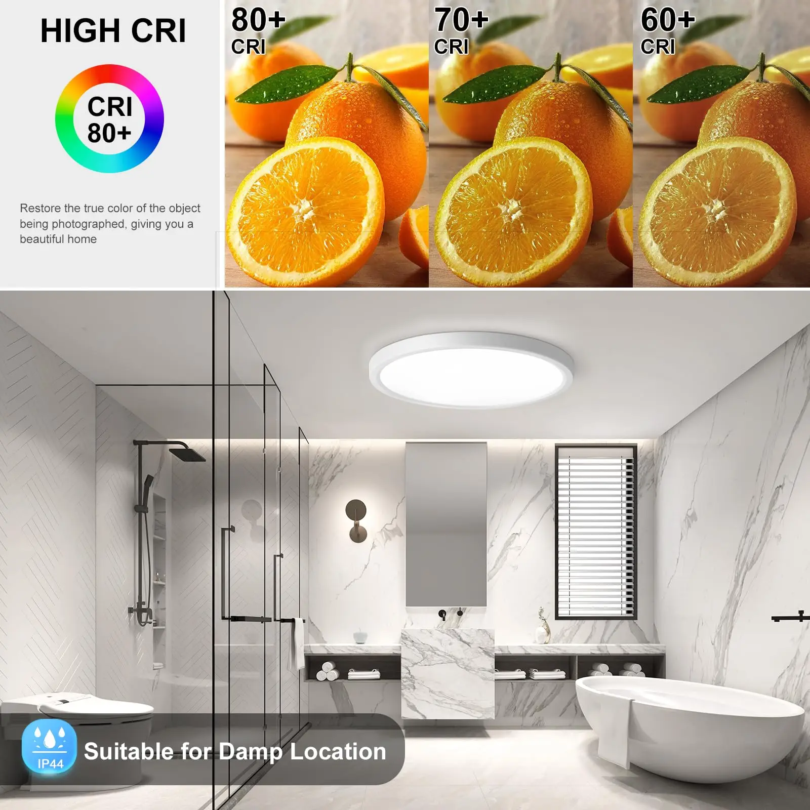 Packung mit 2/4 18-W-Smart-LED-Deckenleuchten mit Bewegungsmelder, 1800 lm Ø23 cm, 4000 K halbbündige Halterung für Schlafzimmer, Küche, Flur – Detail 3