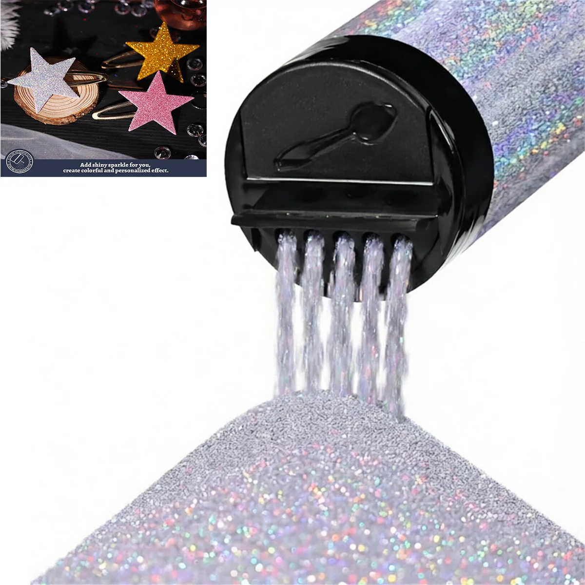 120ML Nagelglitzerpulver, Holographischer Ultrafeiner Glitzer, 1/128" Harzglitzerpulver, Metallisch Schillernder Glitzer für Bastelarbeiten – Detail 5