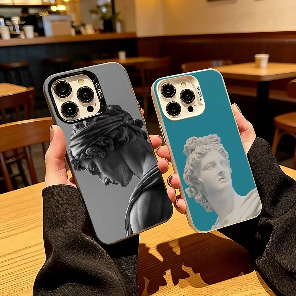 

G-Greek sculpture Phone Case For iPhone 17,16,15,14,13,12,11 Plus,Pro Max,XS,Colorful Silver Black Cover