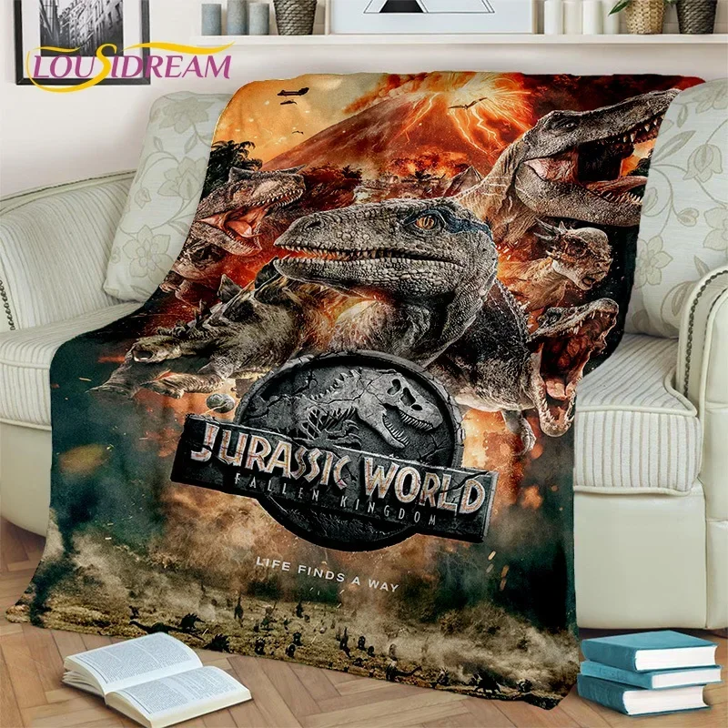 Jurassic Park Dinosaur 3D Cartoon Blanket,Flannel Throw Blanket for Home Bedroom Bed Sofa Picnic Office Hiking Leisure Nap Gift