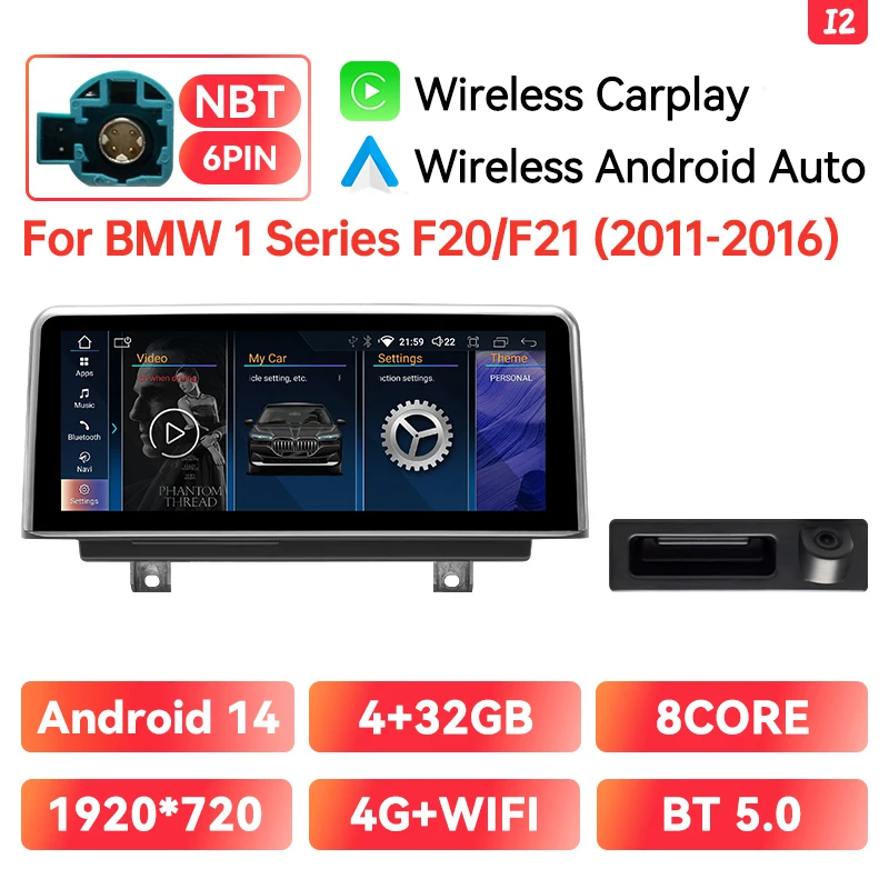 Draadloze CarPlay Android Auto Multimedia Speler voor BMW 3 4 Serie F30-F36 1 Serie F20 Autostereo AI Spraak 4G WiFi GPS 8GB+128GB Head Unit