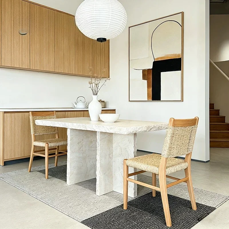 Wabi Sansan Natural Stone Medieval Creative Travertine Homestay Reception Marble Table