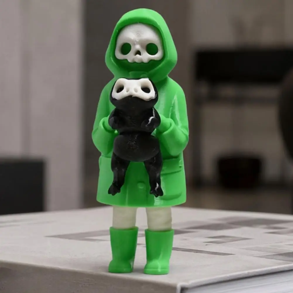 Eco-friendly Collectibles 3d Printed Ornaments Skull Grim Reaper Frog Statue 3d Printed Halloween Figurine Spooky Cute Home