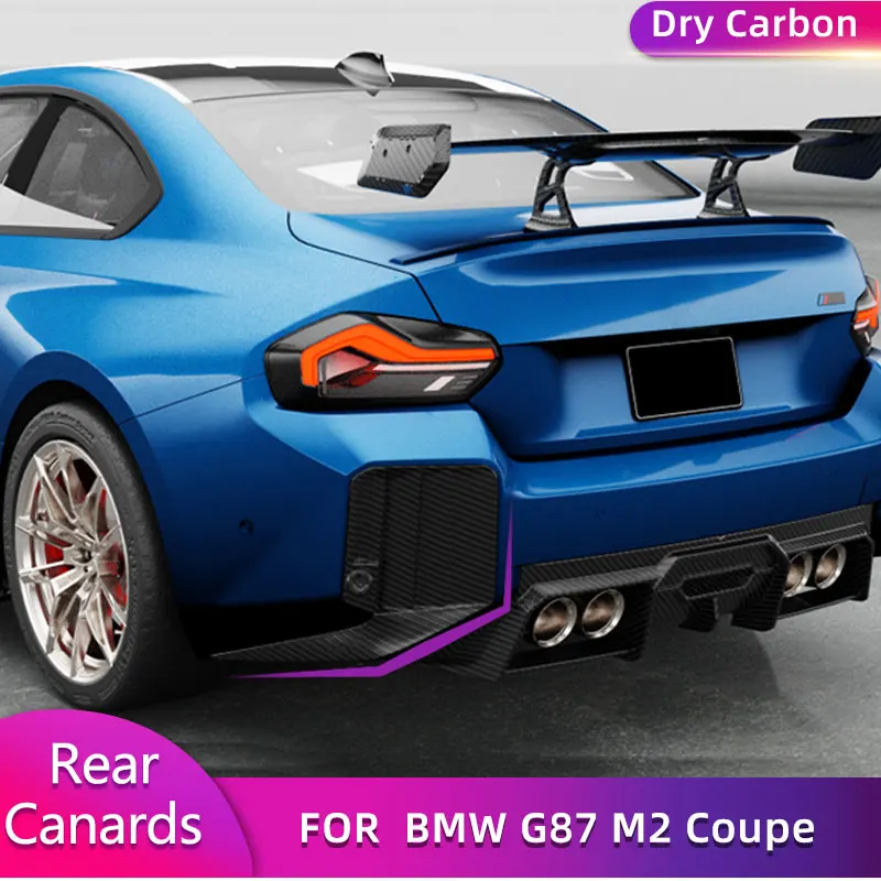 Prepreg Dry CarbonRear Bumper Splitters Canards for BMW G87 M2 Coupe 2-Door 2022 2023 Car Racing Rear Bumper Trim Body Kits