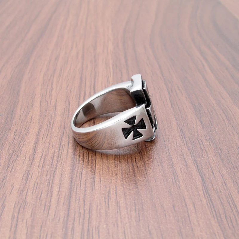 316L Stainless Steel Vintage Norse Viking Finger Nordic Cross Ring Silver Color Design Jewelry For Men\'s Gift