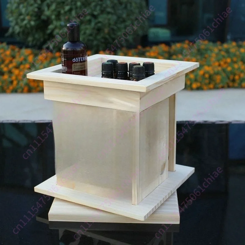 Household multi-grid wooden essential oil gift storage box, cosmetic display wooden box