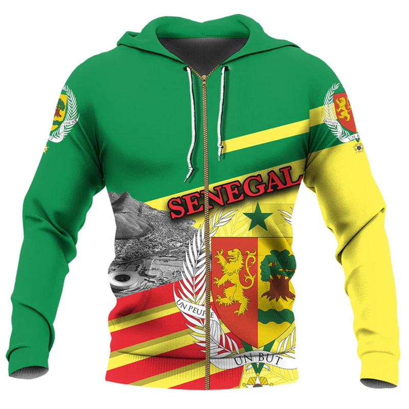 Vintage SN Senegal Flag Street Print Clothing Mens Hip Hop Personality Hooded Sweatshirts Fashion Daily Oversized Pullovers Male