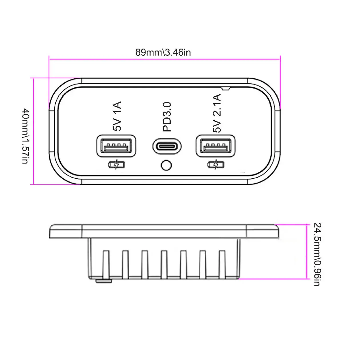 Adaptador de cargador para manillar de motocicleta, USB Dual de 12V-24V, toma de corriente impermeable para accesorios Samsung Huawei