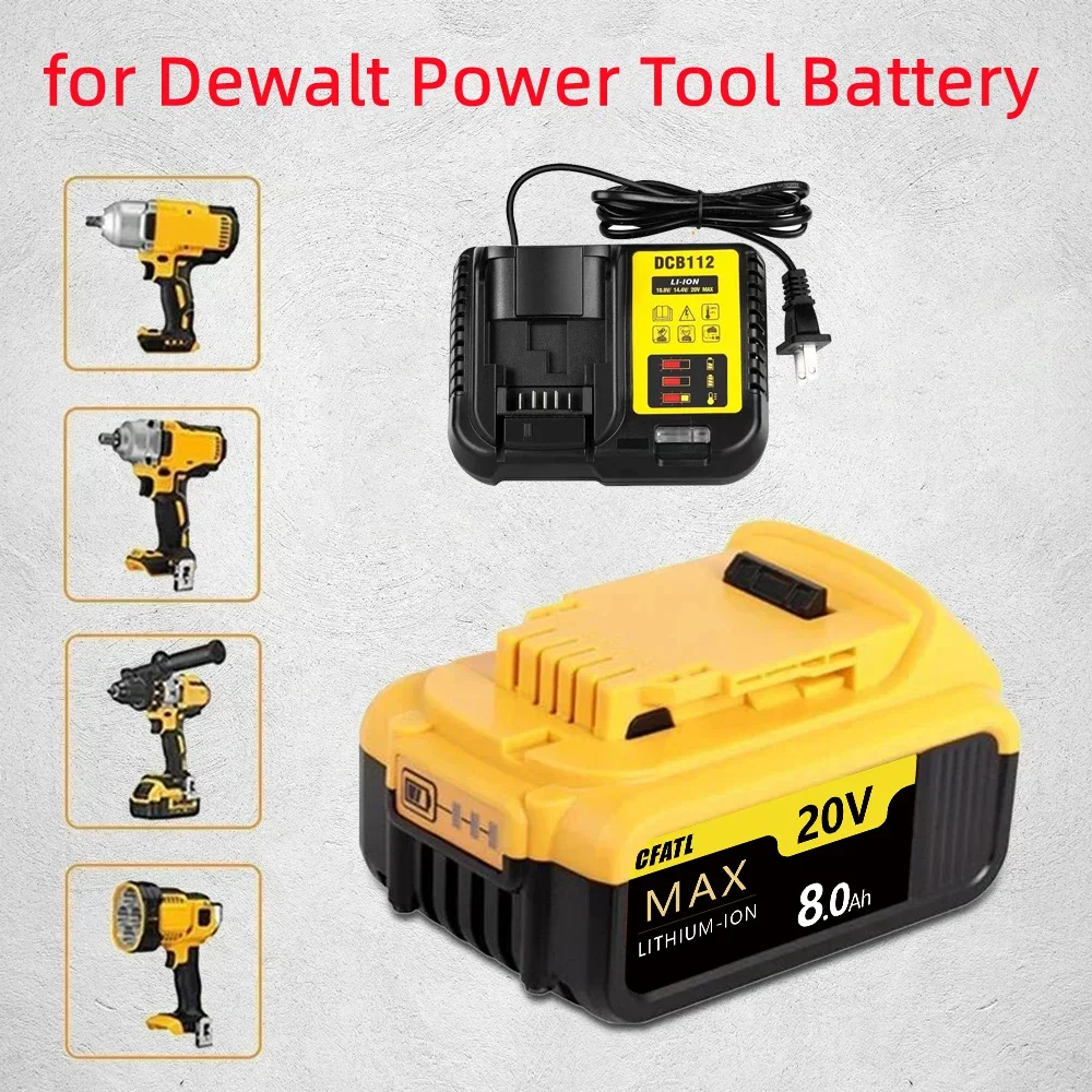 8/6/5Ah Screwdriver Battery for Dewalt 20v DCF850 DCF887 DCB200 DCB182 DCB609 DCB184 Replacement Lithium Battery 100%Original