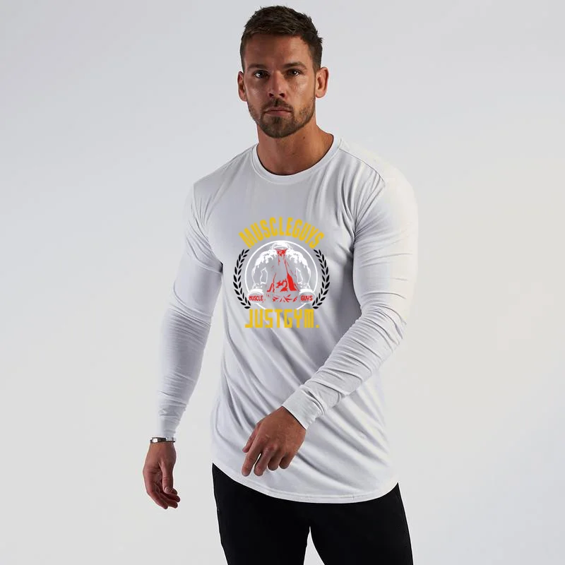 

Autumn Breathable Slim Fit CottonT-shirts Men Bodybuilding Sport Casual Fitness Muscle Long Sleeve Shirts Gym Slim Fit Clothing