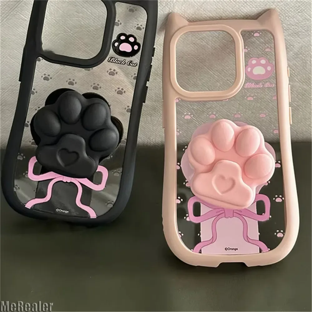 Support de téléphone portable en forme de patte de chat 3D pour iPhone et Samsung, anneau pliable, accessoire universel