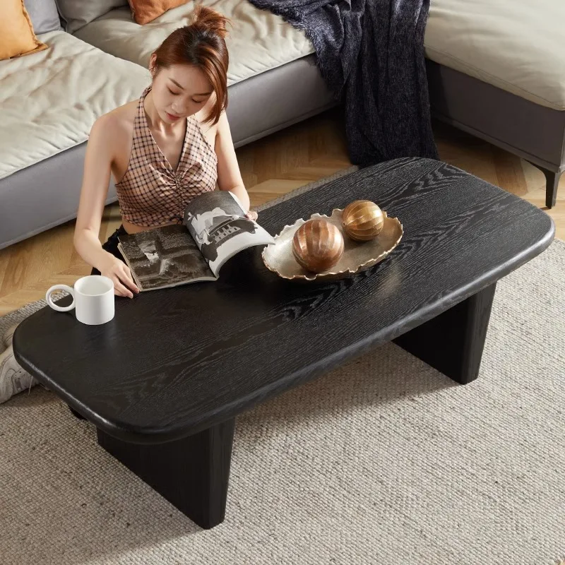 

Dry white, Nordic solid wood coffee table, living room small apartment, modern simple wabi-**** wind small square table, light l