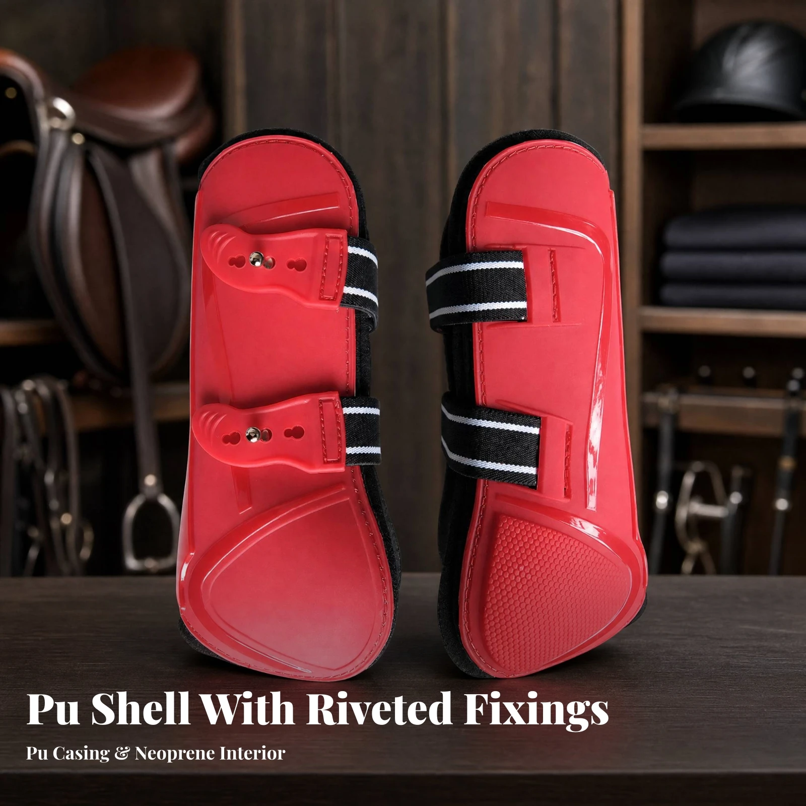 Front-Leg Horse Tendon Boot Shock Absorbing Tendon Boot with PU Hard Shell Horse Leg Boots with PU Shell Snug Fit Lightweight