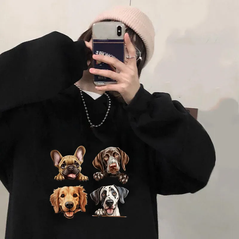 

Funny Dogs Creative Design Hoody For Women Dalmatians Sweatshirt Hip Hop Style Fleece Hoodie Bulldog Comfortable Clothes