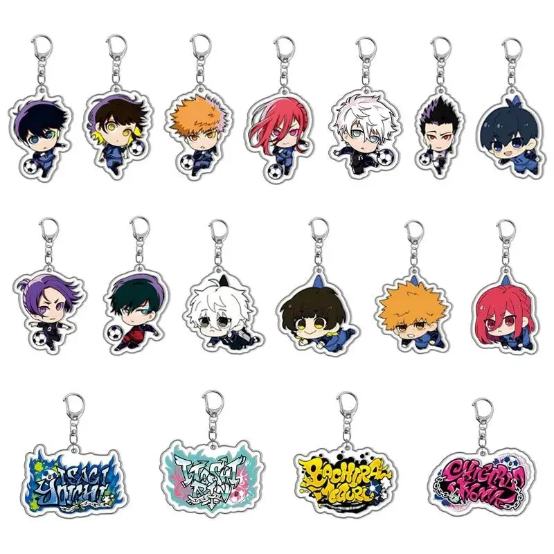 4/5/6/7/8pcs Anime Blue Lock Acrylic Keychain Cartoon Character Ornament Key Bag Pendant Key Chain Jewelry For Women Men Gifts