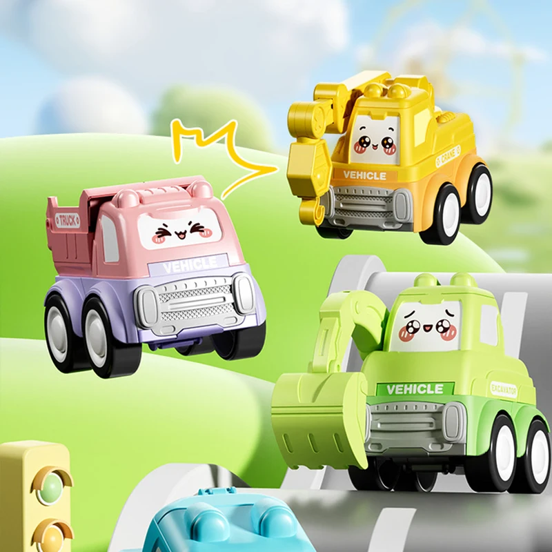 Cartoon Cute Engineering Car Toys Kids Funny Inertia Sliding Tractor Excavator Children's Puzzle Toys Boys Holiday Birthday Gift