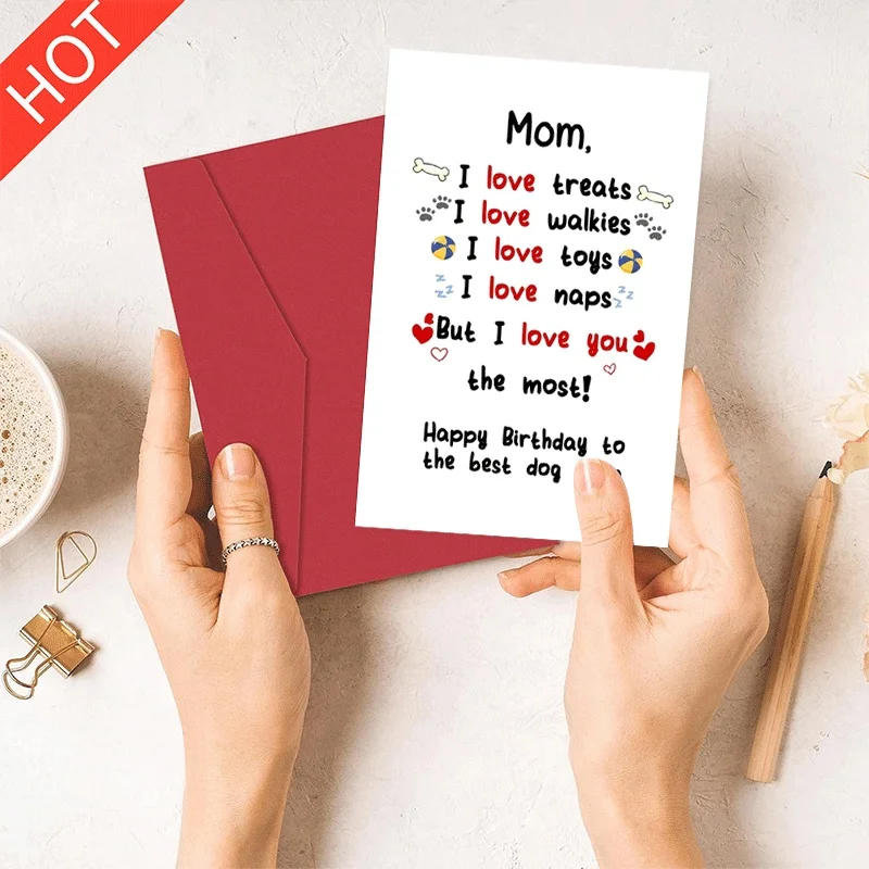 

Happy Birthday Card for Dog Mom, I Love You Most Dog Themed Greeting Card for Dog Lover Mom Birthday Gift