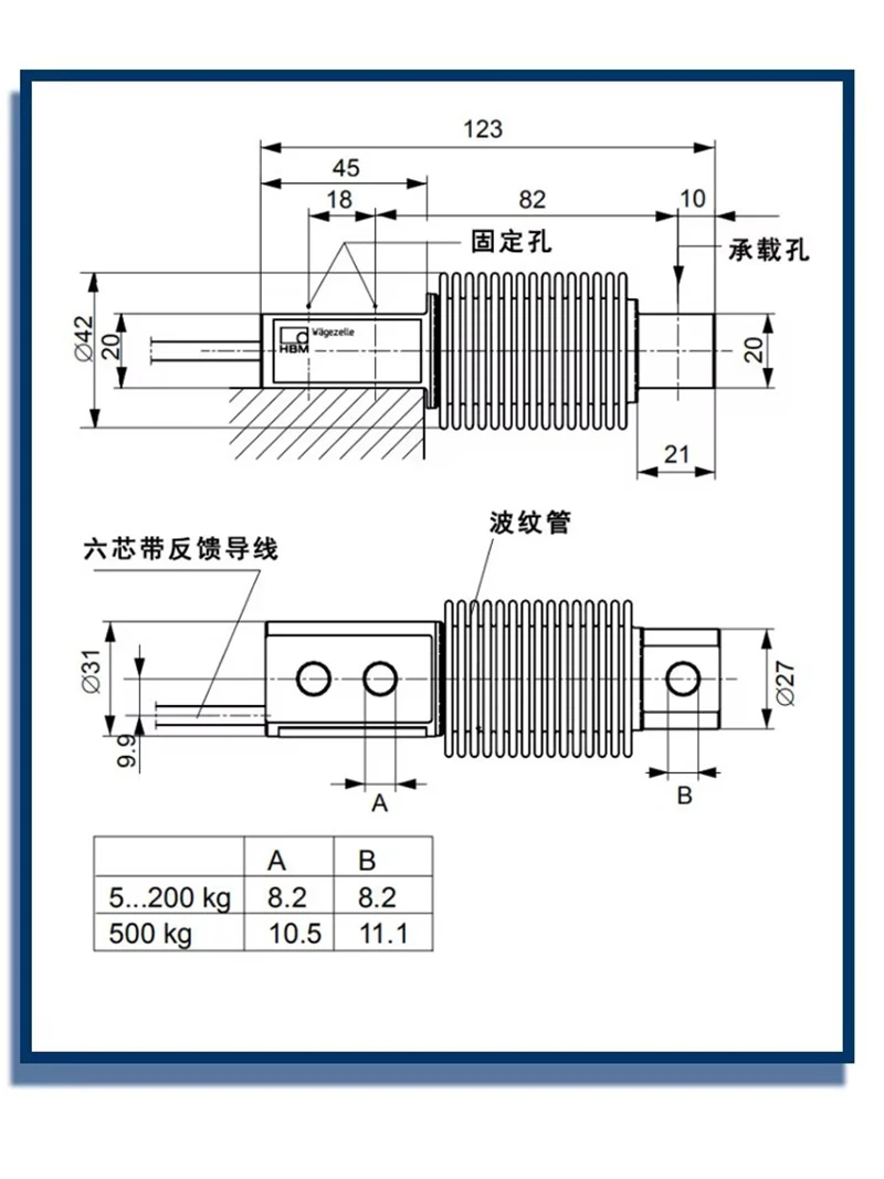 Z6FD1 Z6FC3 HBM High Precision Load Sensor 10KG 20KG 30KG 50KG 100KG 200KG 500KG Corrugated Tube Belt Scale