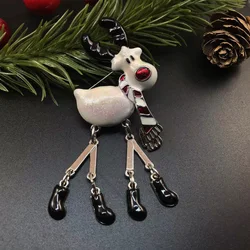 Classic Fashion Christmas Brooches  Fun Cute Christmas  T-shirt  Reindeer Girl Brooch Christmas Gift
