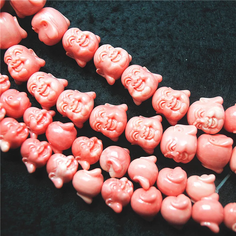 

10 шт., новые бусины в тон с улыбкой Будды, размер 10X12 мм, 14X15 мм, 18X20 мм, свободные бусины розового цвета, лучше всего подходят для дизайна ювелирных изделий