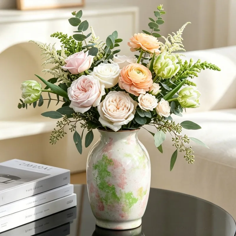 Hand Painted Ceramic Vase Modern Home Decoration Tabletop Porch Dining Table Ornament Decoration