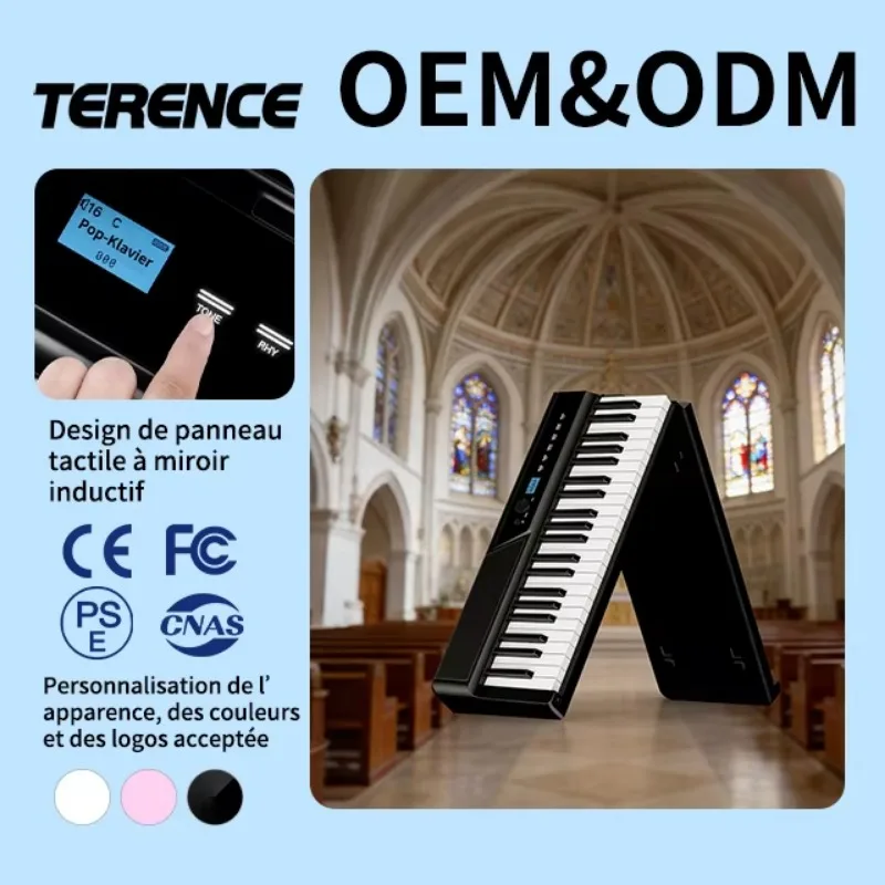 Portable 88-Key Digital Keyboard 128 Rhythms Foldable Electric Organ Built-In Speaker Professional Electronic Piano