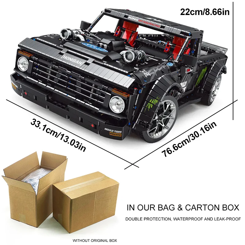 Mould King 13082 Technisches MOC-34316 F-150 Sportfahrzeug-Bausteine, ferngesteuertes technisches Auto, DIY-Spielzeug für Weihnachten, Jungen