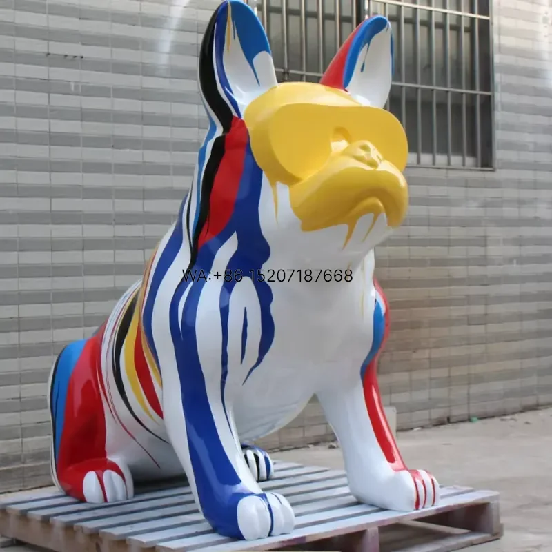 Wmwmnu Custom Large Art Fiberglass French Bulldog Sculpture Animal Resin Painting Dog Statue for Sale
