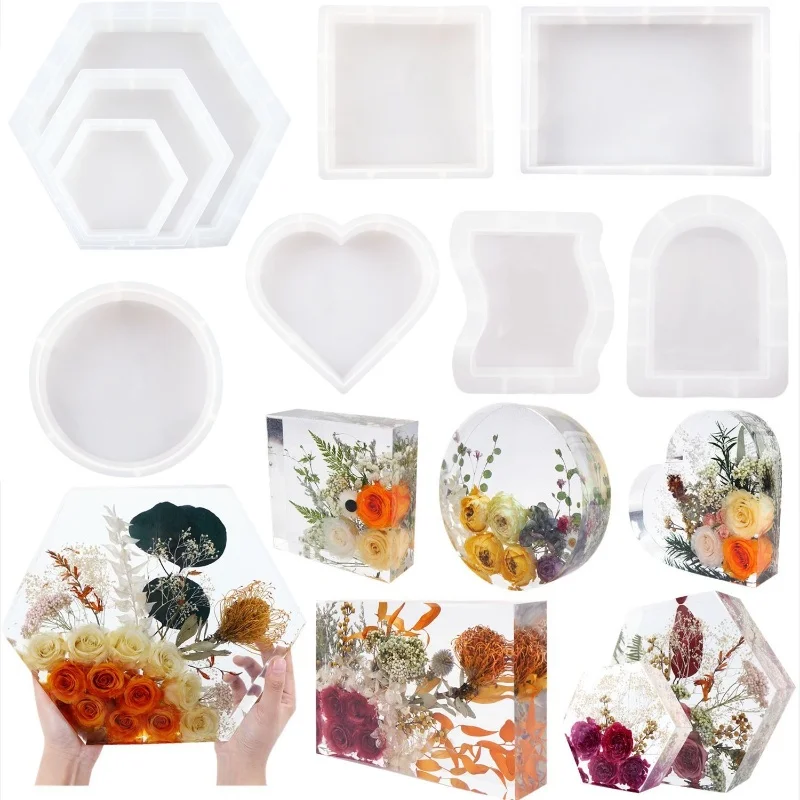 

Various Sizes Large Geometry Hexagon Mirror Silicone Mould DIY Book Pillow Crystal Epoxy Resin Mold