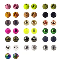 Aventik 25 piezas de cuentas de tungsteno ranuradas de 2.5-4.5mm de alta densidad para atado de moscas, ninfa, cabeza de bola dividida, accesorio de pesca